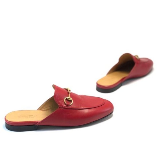 GUCCI Red Princetown Leather Slipper Flats Size EU:35 - Picture 1 of 9
